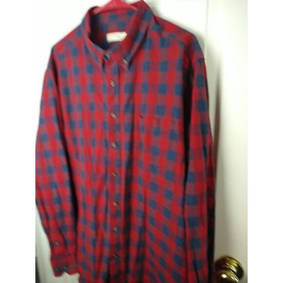 Faded Glory Men 2XL Shirt Collared Button Red Blue Checked Long Sleeve - Picture 2 of 9